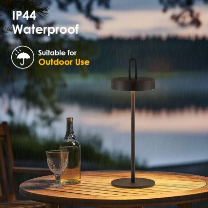 LED Stmívatelná venkovní nabíjecí dotyková stolní lampa SHINE LED/1,5W/3,7V 3000 mAh IP44 černá