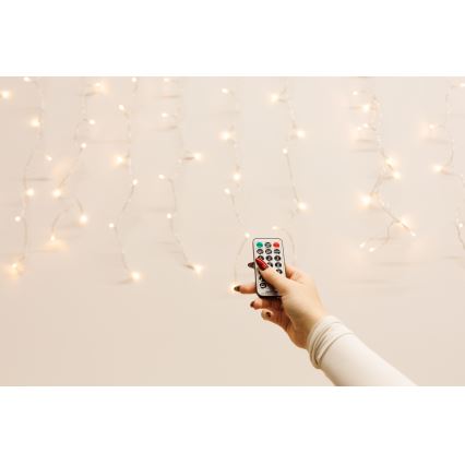 LED Stmívatelný venkovní vánoční závěs CURTAIN 360xLED/8,4W/230V 2x2 m IP44 teplá bílá + dálkové ovládání