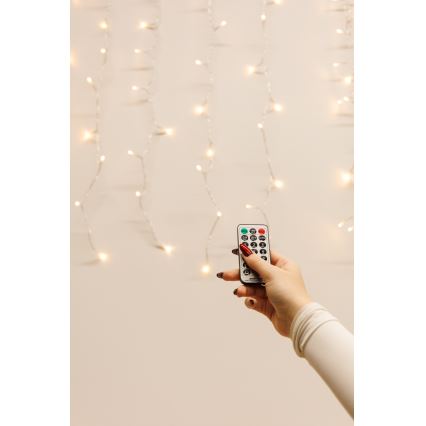 LED Stmívatelný venkovní vánoční závěs CURTAIN 360xLED/8,4W/230V 2x2 m IP44 teplá bílá + dálkové ovládání