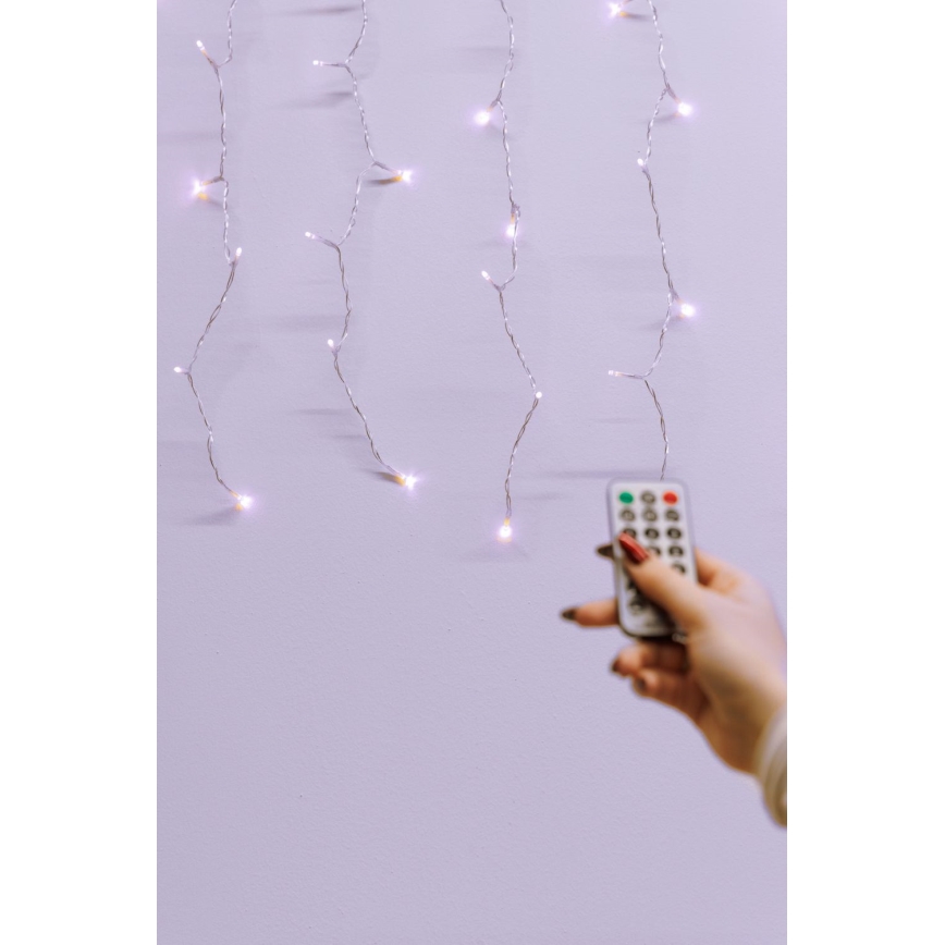 LED Stmívatelný venkovní vánoční závěs CURTAIN 360xLED/8,4W/230V 2x2 m IP44 teplá bílá + dálkové ovládání