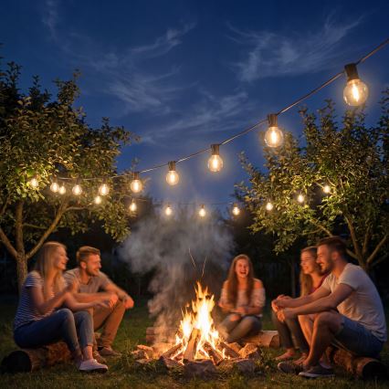 LED Stmívatelný venkovní dekorační řetěz 36xE12/1W/24/230V 22,35 m IP65 černá + dálkové ovládání