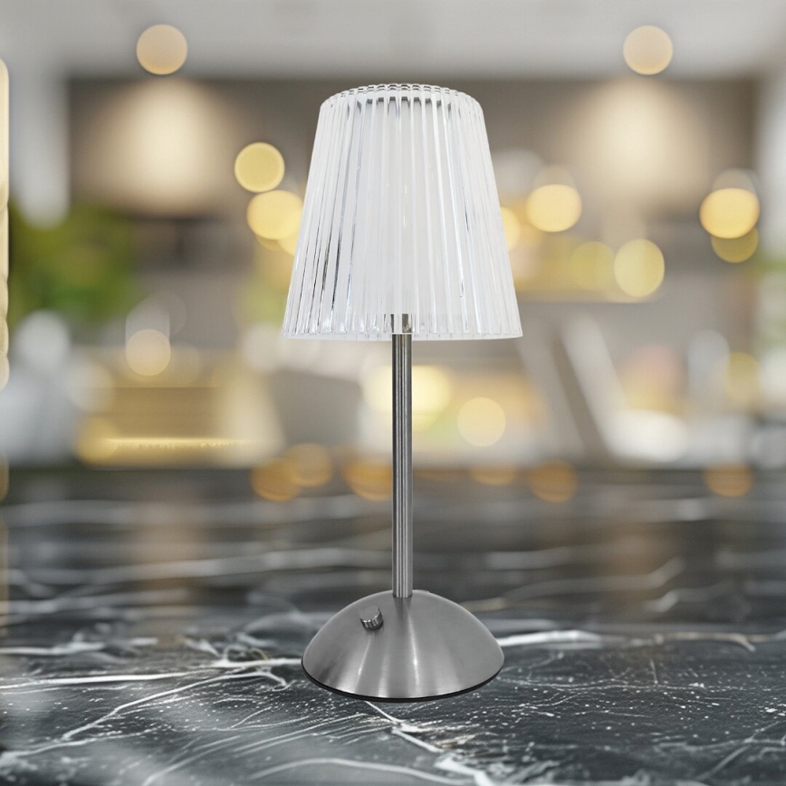 LED Stmívatelná dotyková nabíjecí stolní lampa ELBA LED/1,6W/800 mAh matný chrom/čirá