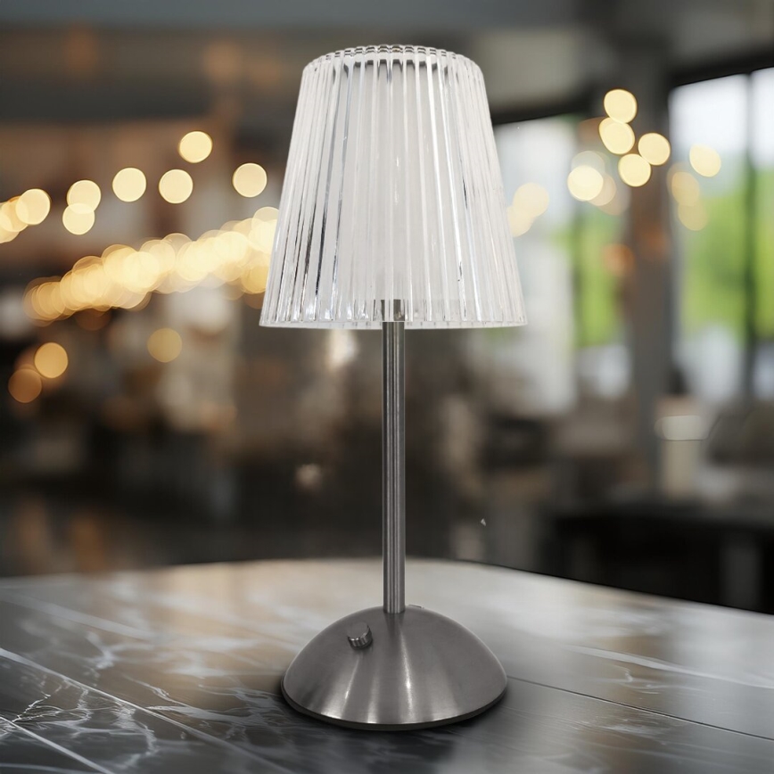 LED Stmívatelná dotyková nabíjecí stolní lampa ELBA LED/1,6W/800 mAh matný chrom/čirá