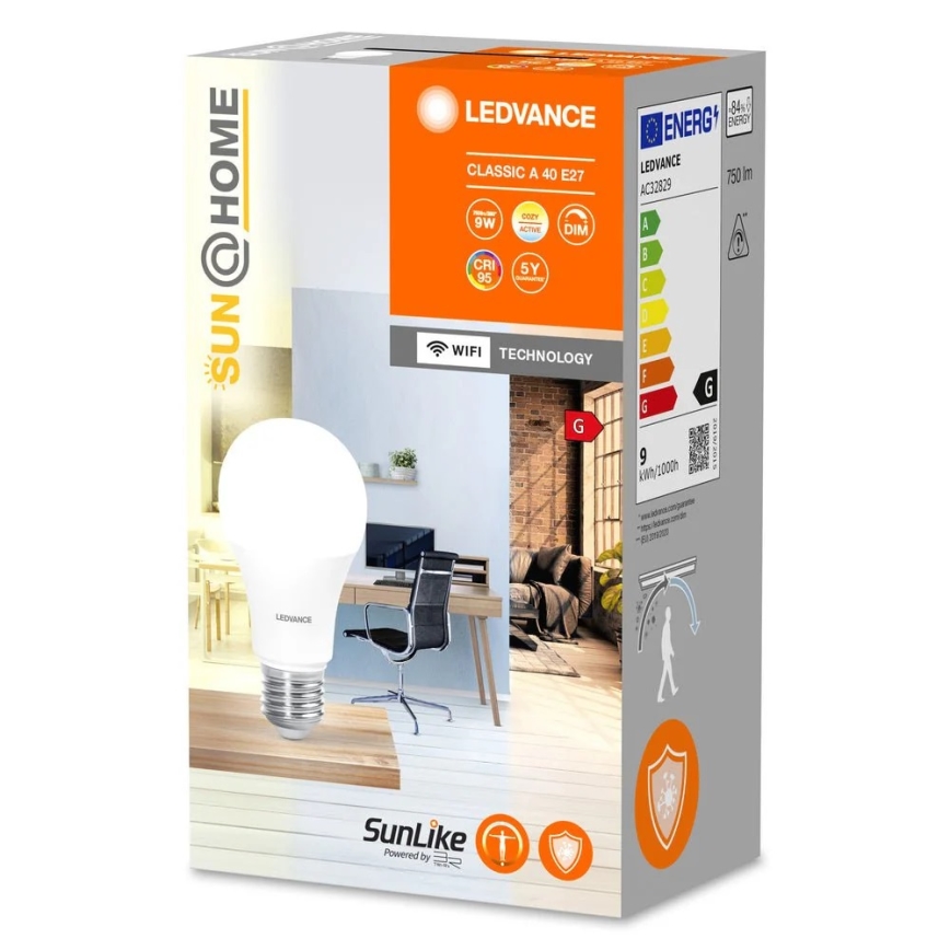 LED Stmívatelná antibakteriální žárovka A40 E27/9W/230V Wi-Fi - Ledvance