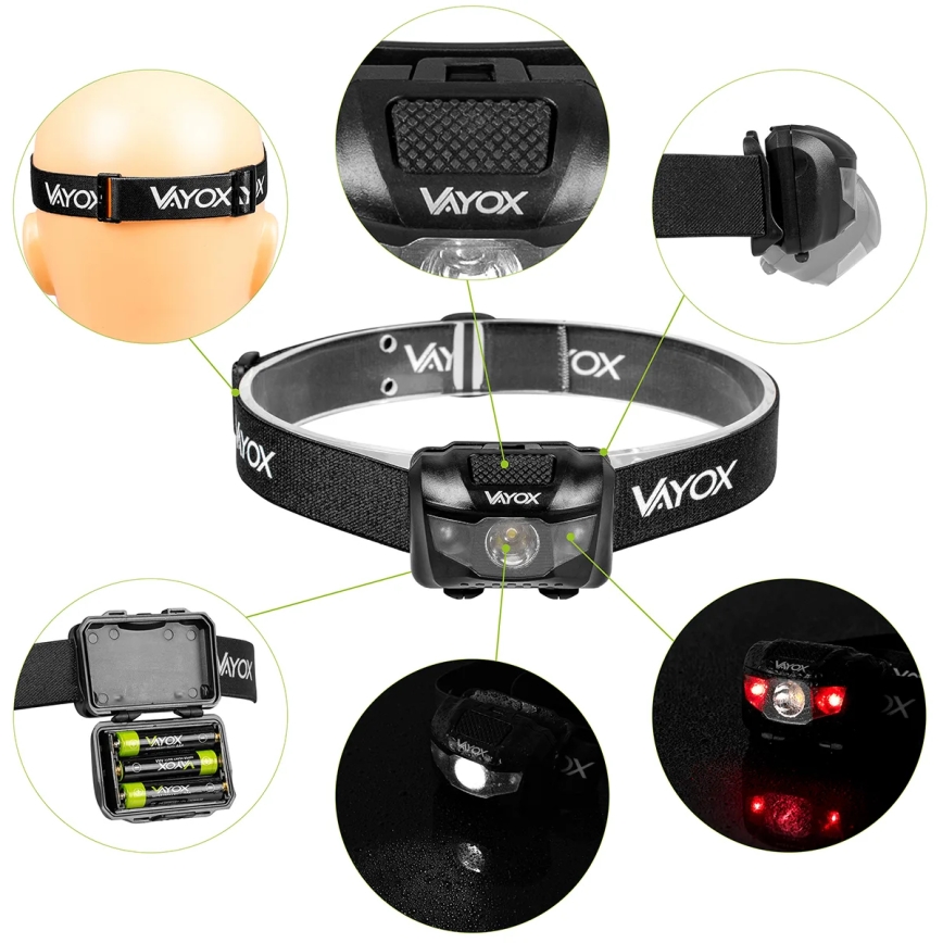 LED Stmívatelná čelovka 3xLED/3xAAA IPX4 100 lm