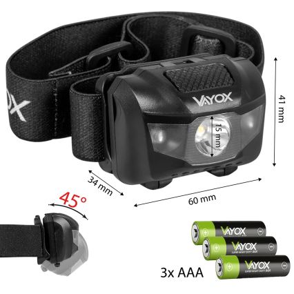 LED Stmívatelná čelovka 3xLED/3xAAA IPX4 100 lm