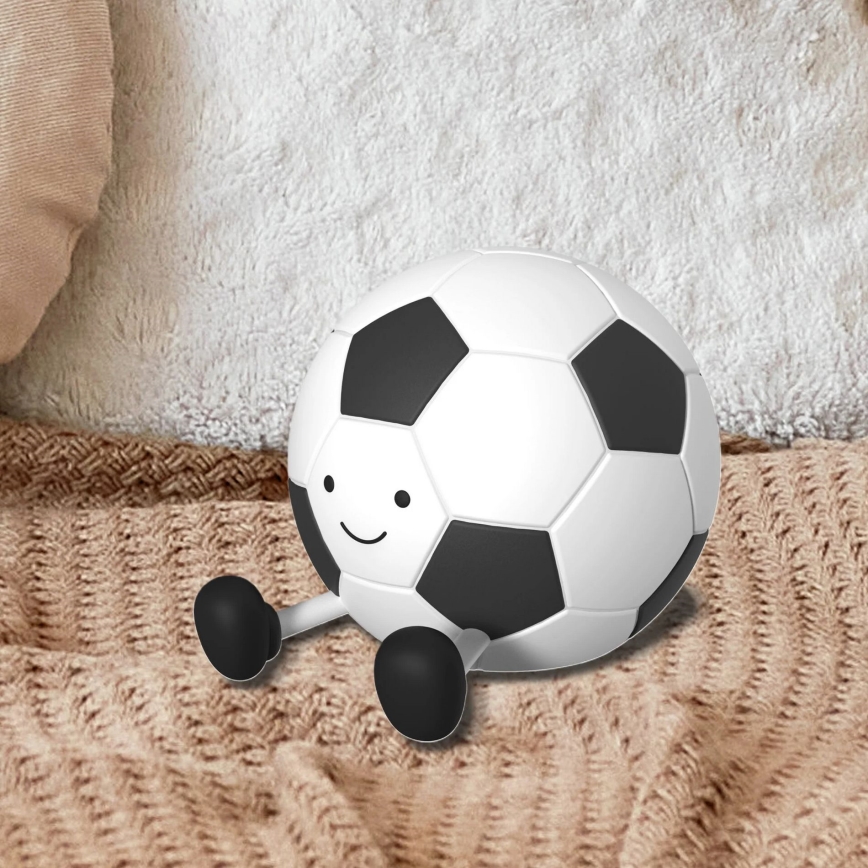 LED Stmívatelná dětská dotyková lampa FOOTBALL LED/2W/5V USB 1200 mAh bílá/černá