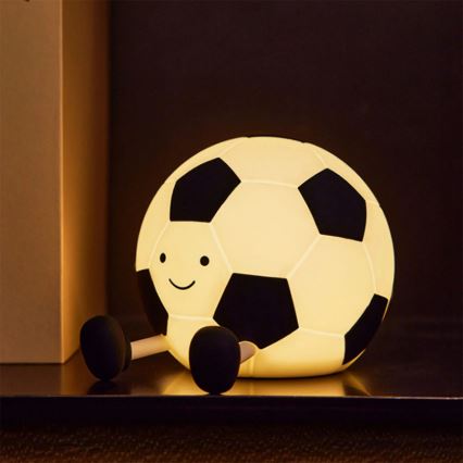 LED Stmívatelná dětská dotyková lampa FOOTBALL LED/2W/5V USB 1200 mAh bílá/černá