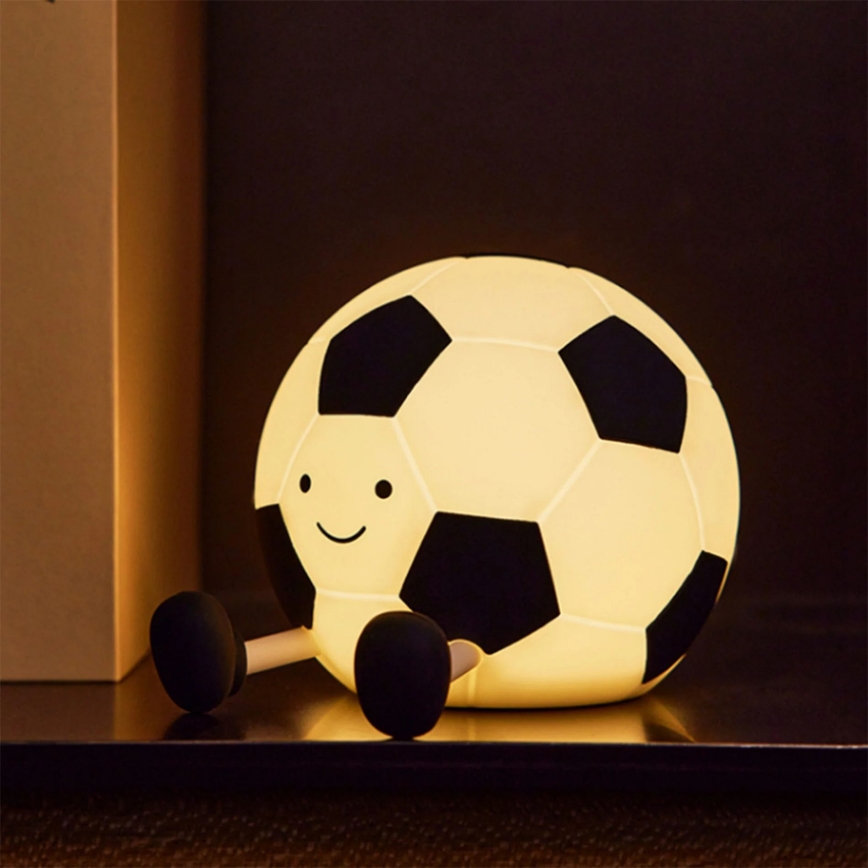 LED Stmívatelná dětská dotyková lampa FOOTBALL LED/2W/5V USB 1200 mAh bílá/černá