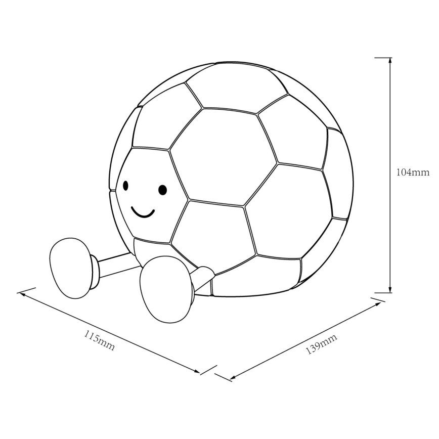 LED Stmívatelná dětská dotyková lampa FOOTBALL LED/2W/5V USB 1200 mAh bílá/černá