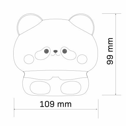 LED Stmívatelná dětská dotyková lampa PANDA LED/2W/3,7V 1200 mAh