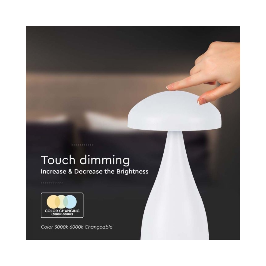 LED Stmívatelná dobíjecí dotyková stolní lampa LED/1W/5V 3000-6000K 1800 mAh bílá