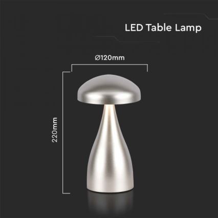 LED Stmívatelná dobíjecí dotyková stolní lampa LED/1W/5V 3000-6000K 1800 mAh stříbrná