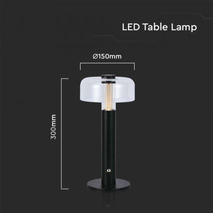 LED Stmívatelná dobíjecí dotyková stolní lampa LED/1W/5V 3000K 1800 mAh černá