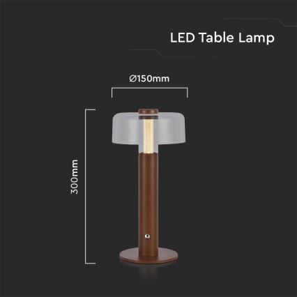 LED Stmívatelná dobíjecí dotyková stolní lampa LED/1W/5V 3000K 1800 mAh hnědá