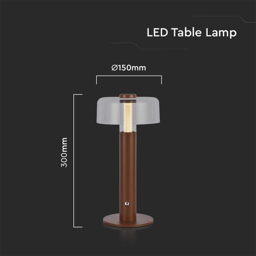LED Stmívatelná dobíjecí dotyková stolní lampa LED/1W/5V 3000K 1800 mAh hnědá