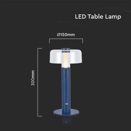 LED Stmívatelná dobíjecí dotyková stolní lampa LED/1W/5V 3000K 1800 mAh modrá