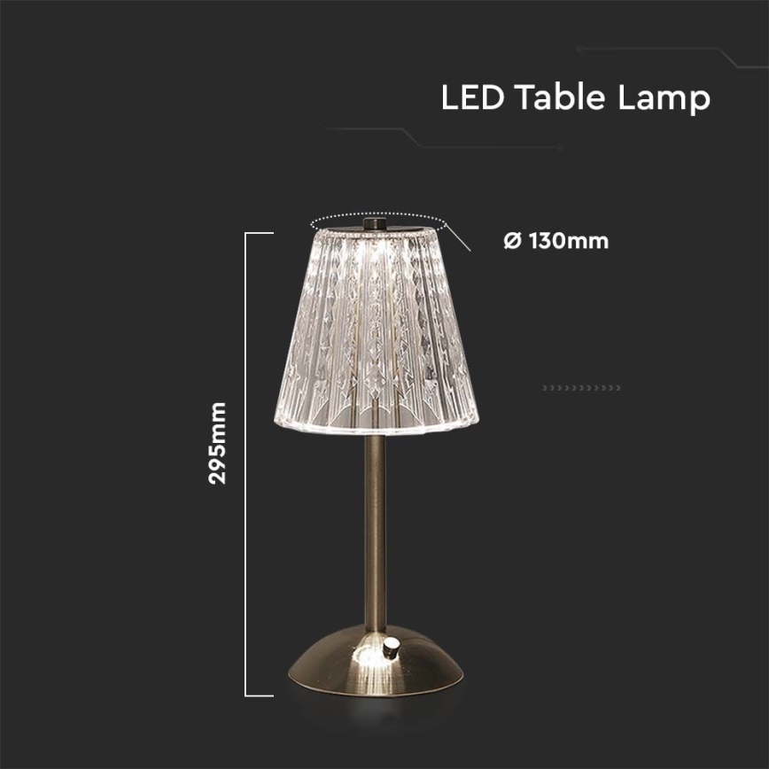 LED Stmívatelná nabíjecí dotyková stolní lampa LED/2,4W/5V 3000-6000K 1800 mAh lesklý chrom