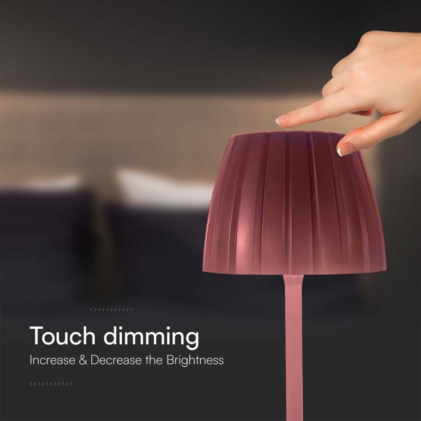 LED Stmívatelná nabíjecí dotyková stolní lampa LED/2,7W/5V 3000/4000/6000K 1800 mAh hnědá