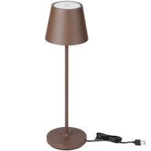 LED Stmívatelná dotyková dobíjecí stolní lampa LED/2W/5V 4400 mAh 3000K IP54 hnědá