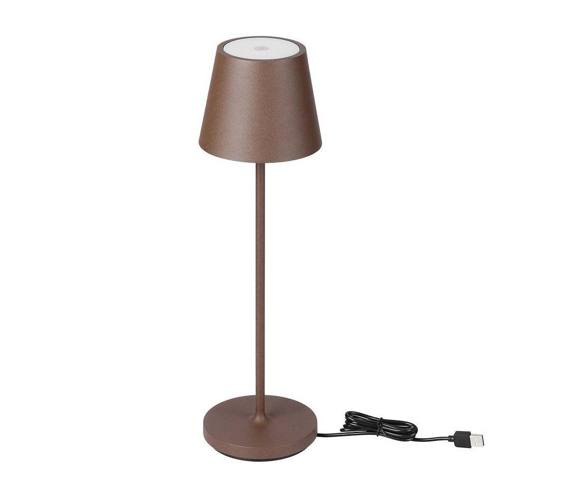  LED Stmívatelná dotyková dobíjecí stolní lampa LED/2W/5V 4400 mAh IP54 hnědá 