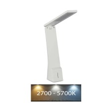 LED Stmívatelná dotyková dobíjecí stolní lampa USB LED/4W/5V 1200 mAh 2700K-5700K bílá/stříbrná