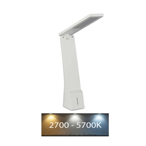 LED Stmívatelná dotyková dobíjecí stolní lampa USB LED/4W/5V 1200 mAh 2700K-5700K bílá/stříbrná