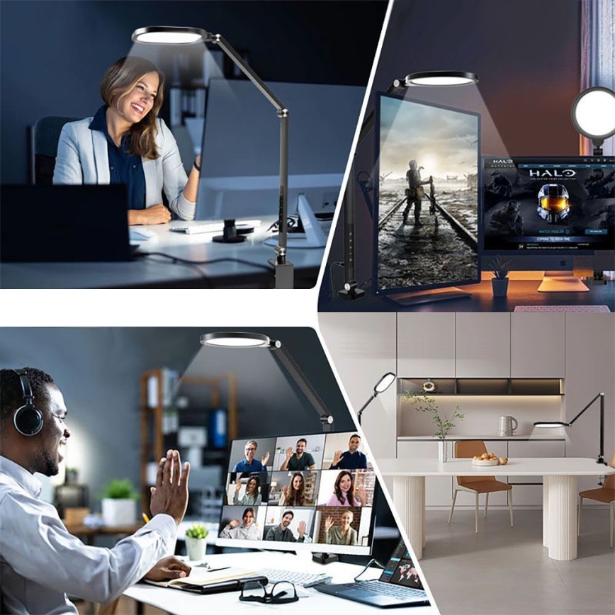 LED Stmívatelná dotyková flexibilní stolní lampa POINTIQ LED/15W/230V 3000-6500K CRI 96 černá