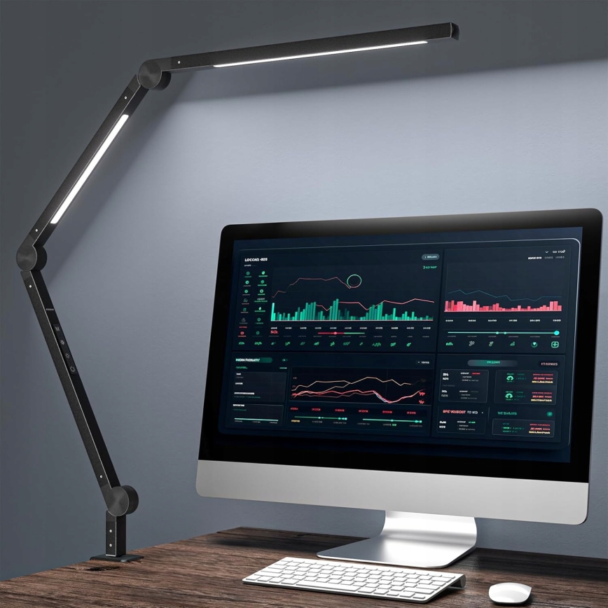 LED Stmívatelná dotyková flexibilní stolní lampa s klipem LED/12W/230V 3000/4000/6000K černá