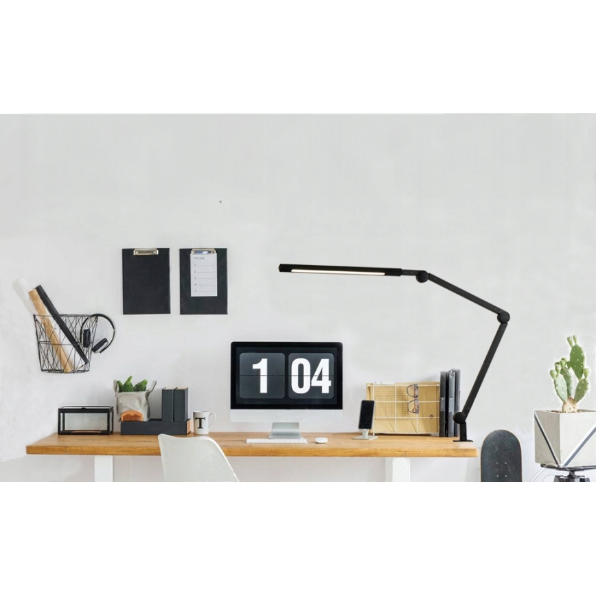 LED Stmívatelná dotyková flexibilní stolní lampa s klipem LED/12W/230V 3000/4000/6000K černá