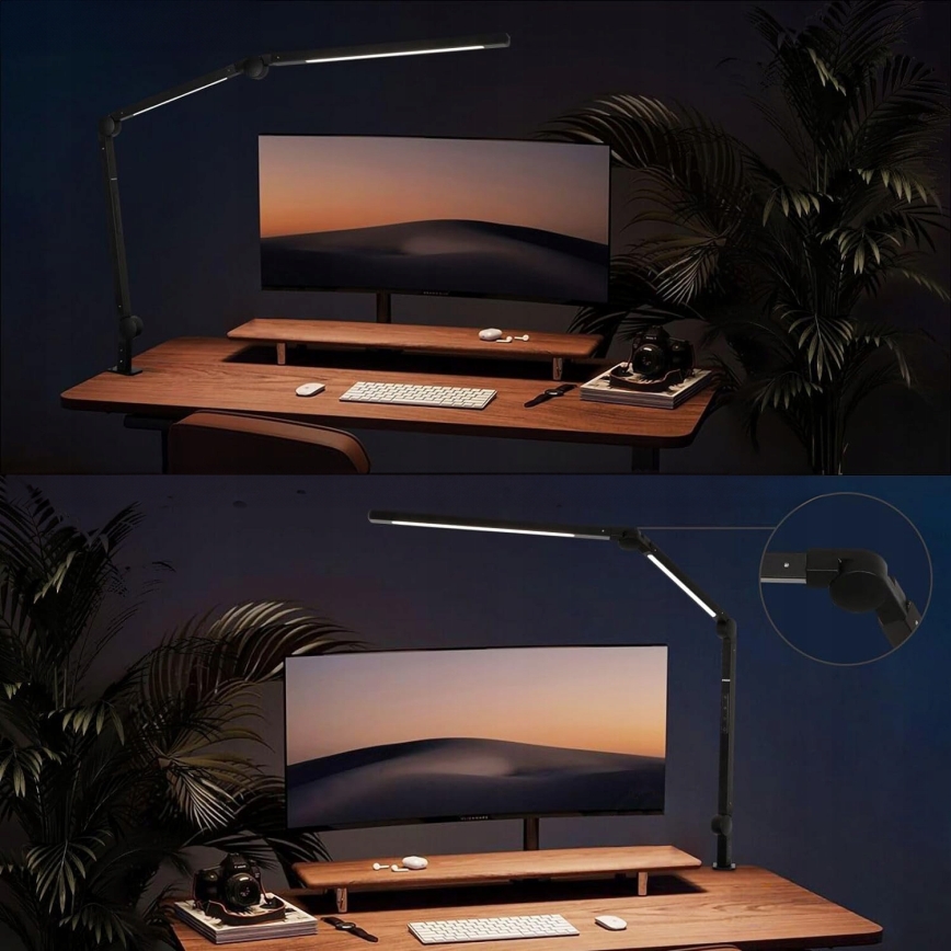 LED Stmívatelná dotyková flexibilní stolní lampa s klipem LED/12W/230V 3000/4000/6000K černá