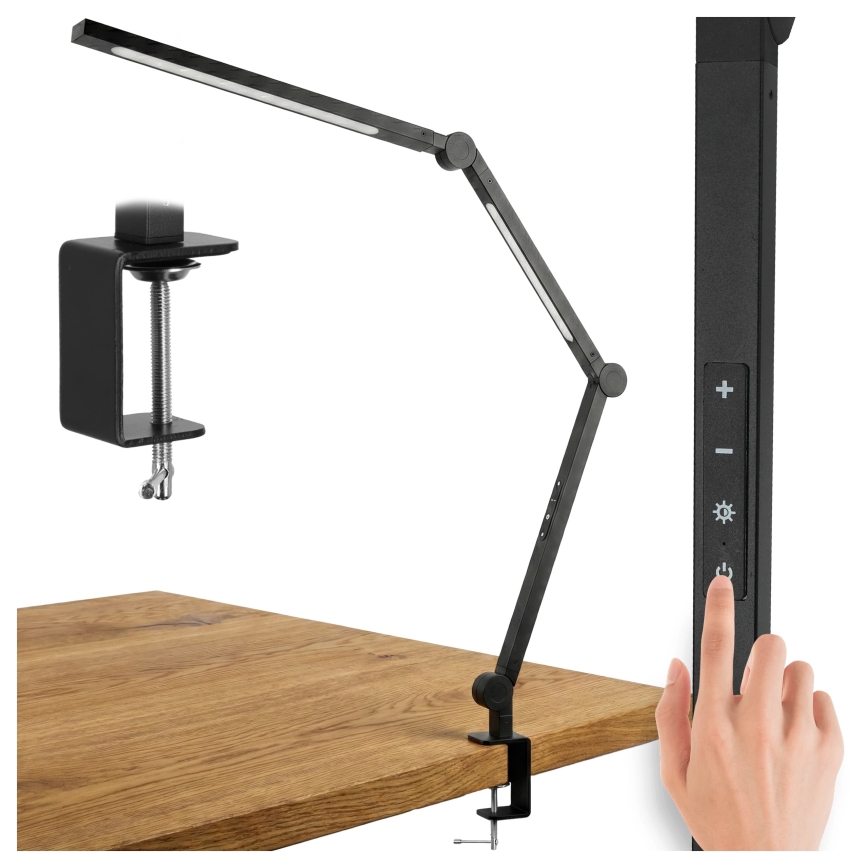 LED Stmívatelná dotyková flexibilní stolní lampa s klipem LED/12W/230V 3000/4000/6000K černá