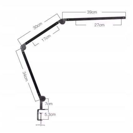 LED Stmívatelná dotyková flexibilní stolní lampa s klipem LED/12W/230V 3000/4000/6000K černá