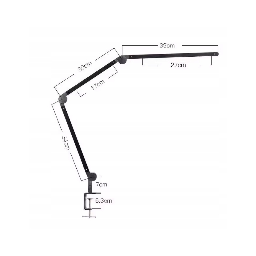 LED Stmívatelná dotyková flexibilní stolní lampa s klipem LED/12W/230V 3000/4000/6000K černá