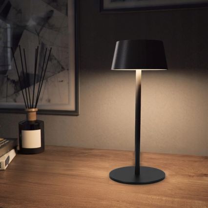 LED Stmívatelná dotyková solární lampa LED/3W/5V USB 1800 mAh IP44 černá