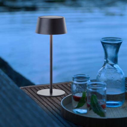 LED Stmívatelná dotyková solární lampa LED/3W/5V USB 1800 mAh IP44 černá