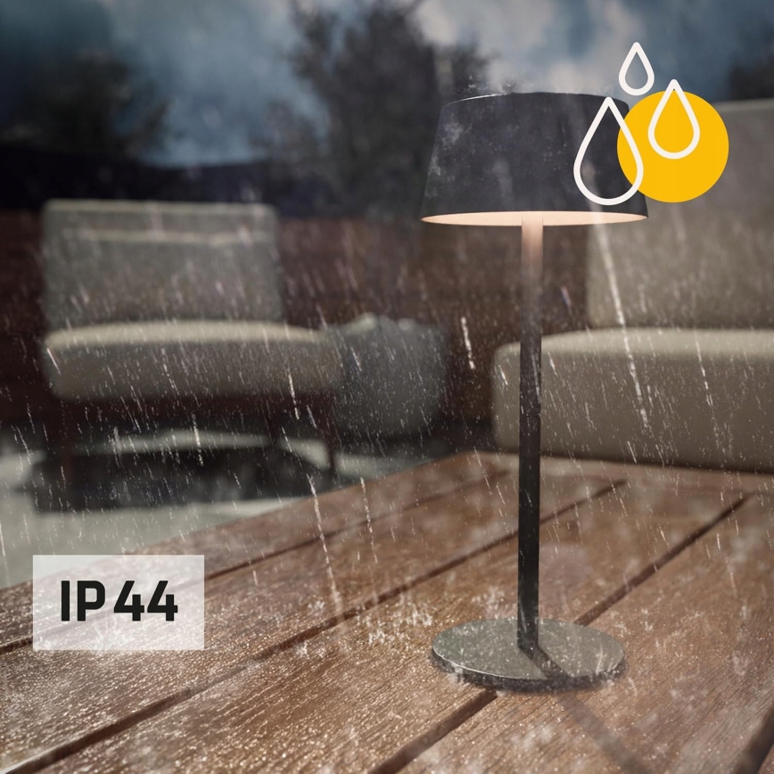 LED Stmívatelná dotyková solární lampa LED/3W/5V USB 1800 mAh IP44 černá