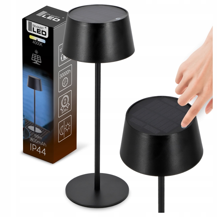 LED Stmívatelná dotyková solární lampa LED/3W/5V USB 1800 mAh IP44 černá