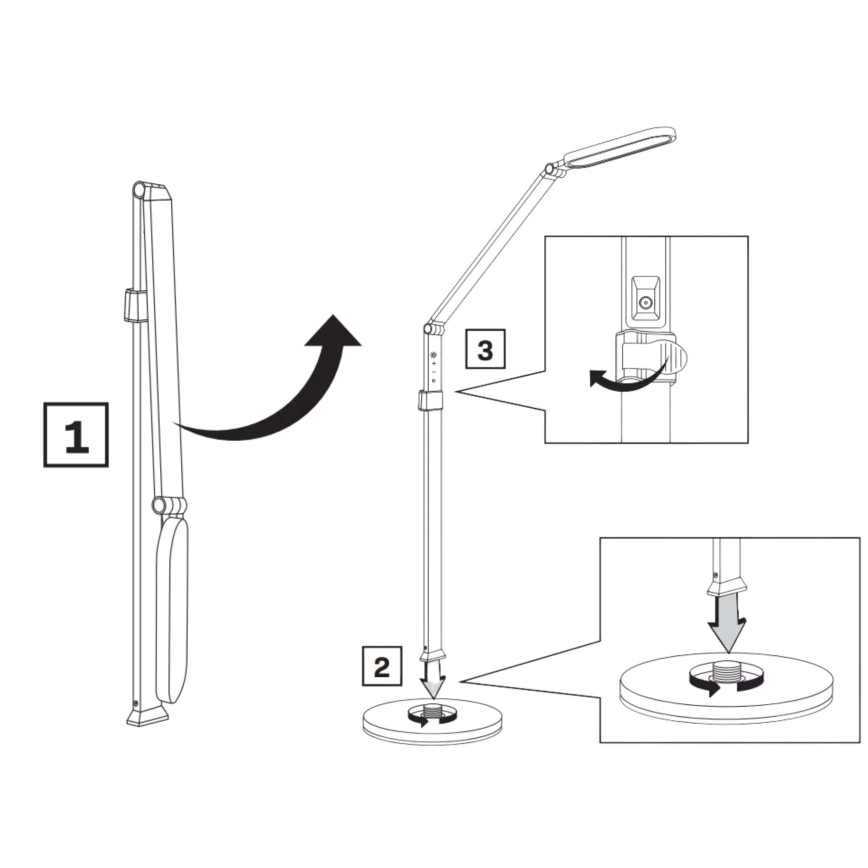 LED Stmívatelná dotyková stojací lampa FERRARA LED/13W/230V 3000/4000/6000K černá