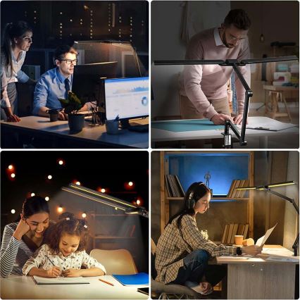 LED Stmívatelná dotyková flexibilní stolní lampa POINTIQ LED/24W/230V 3000-6500K CRI 92 černá
