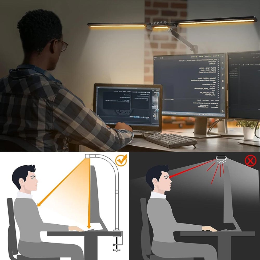 LED Stmívatelná dotyková flexibilní stolní lampa POINTIQ LED/24W/230V 3000-6500K CRI 92 černá