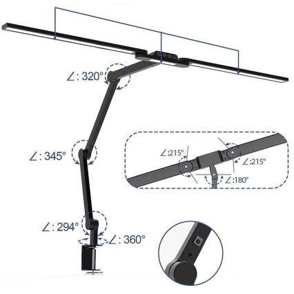 LED Stmívatelná dotyková flexibilní stolní lampa POINTIQ LED/24W/230V 3000-6500K CRI 92 černá