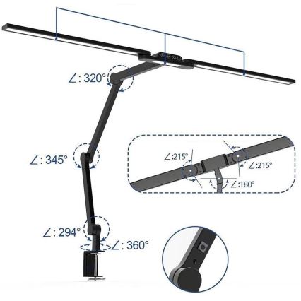 LED Stmívatelná dotyková flexibilní stolní lampa LED/24W/230V 3000-6500K CRI 92 černá