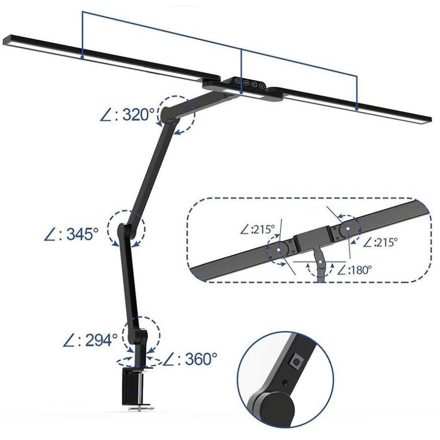 LED Stmívatelná dotyková flexibilní stolní lampa POINTIQ LED/24W/230V 3000-6500K CRI 92 černá