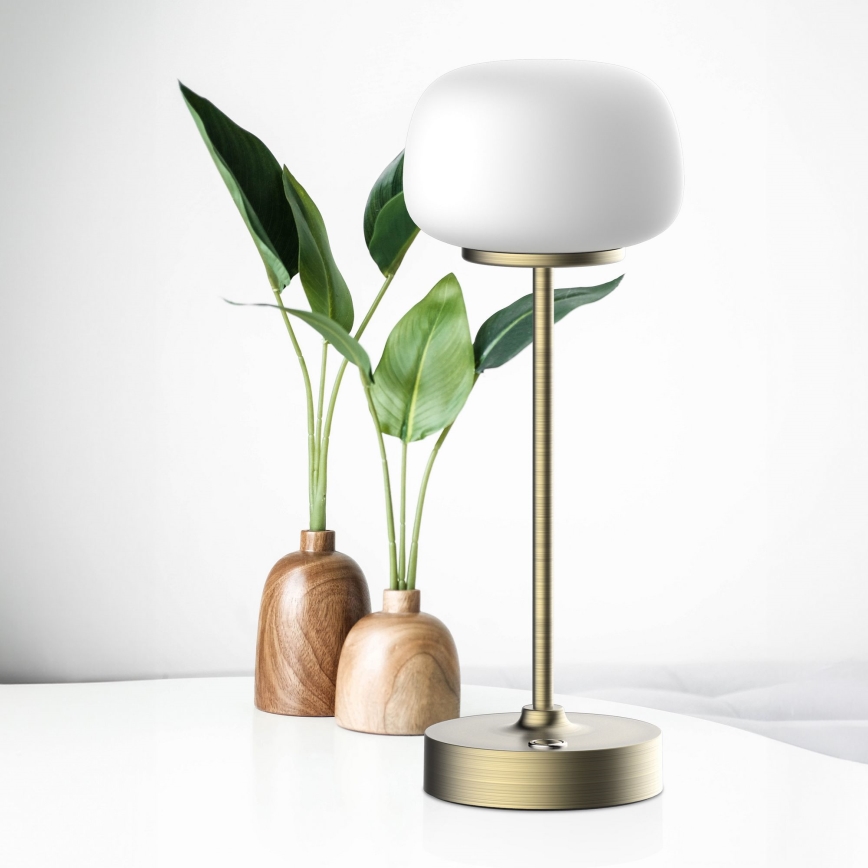 LED Stmívatelná dotyková stolní lampa RIMINI LED/2W/5V USB 2000 mAh zlatá/bílá