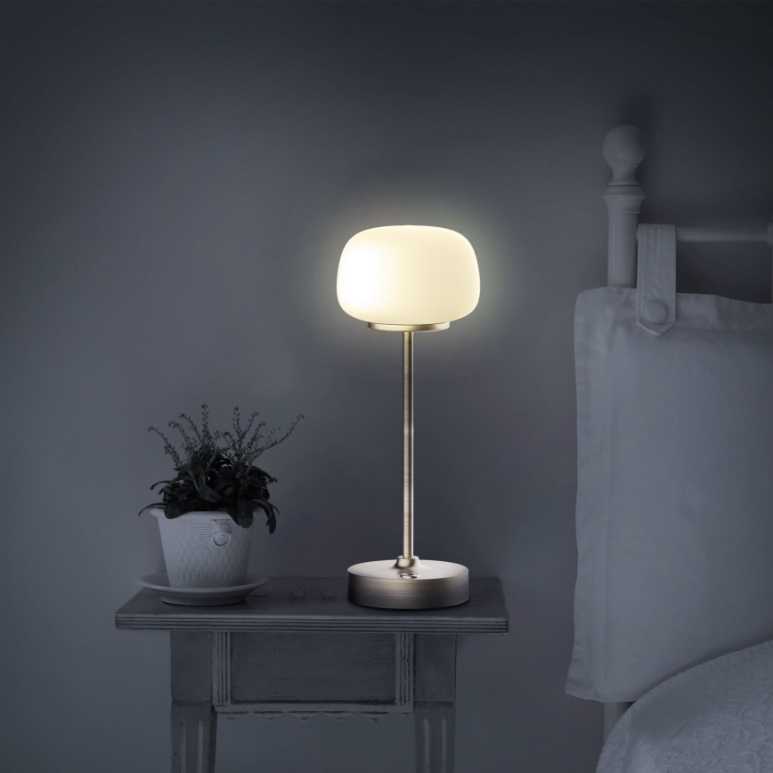 LED Stmívatelná dotyková stolní lampa RIMINI LED/2W/5V USB 2000 mAh zlatá/bílá