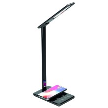 LED Stmívatelná dotyková stolní lampa s bezdrátovým nabíjením JOY LED/6W/230V + USB černá