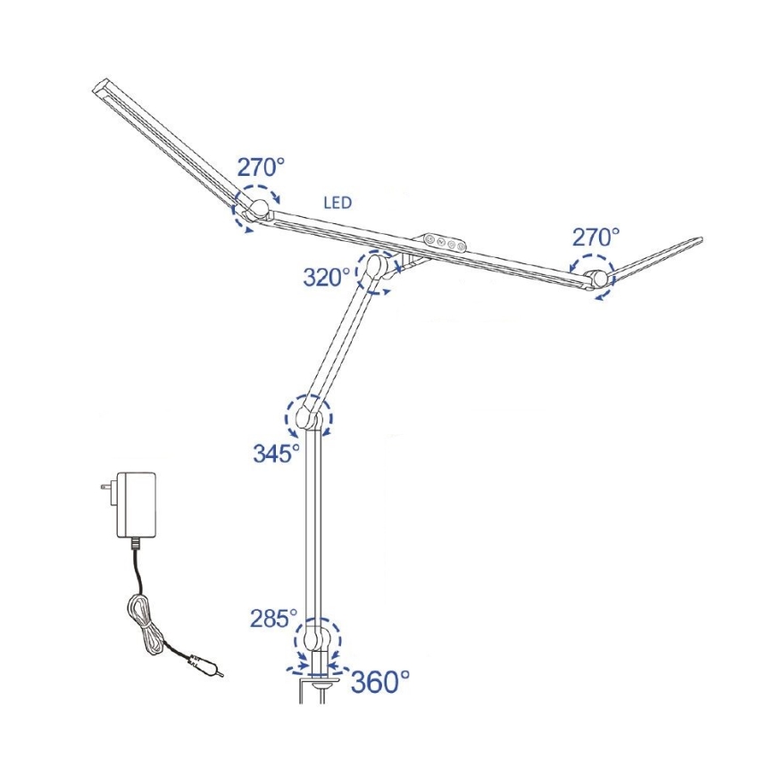 LED Stmívatelná dotyková flexibilní stolní lampa POINTIQ LED/36W/230V 3000-6500K CRI 92 černá