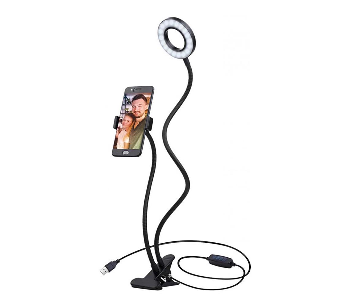 Platinet LED Stmívatelná lampa s klipem a držákem pro vlogování LED/4W/USB PL0290