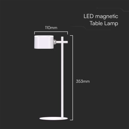 LED Stmívatelná magnetická nabíjecí stolní lampa 4v1 LED/3W/5V 3000-6000K 1800 mAh bílá